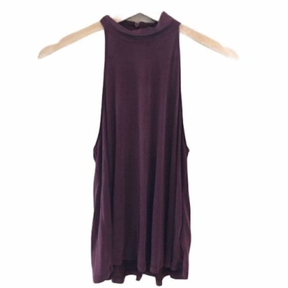 Boutique‎ Victoria & Sophia Dark Wine Red High Neck Halter Tank Top S